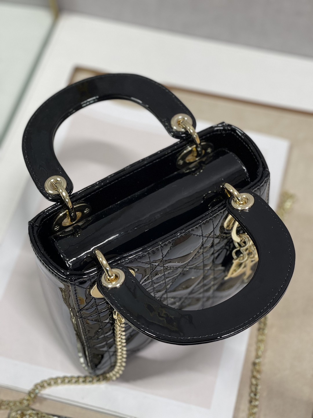 Lady Dior My迪奧高仿羊皮材質女款手提包斜挎包多功能黑色