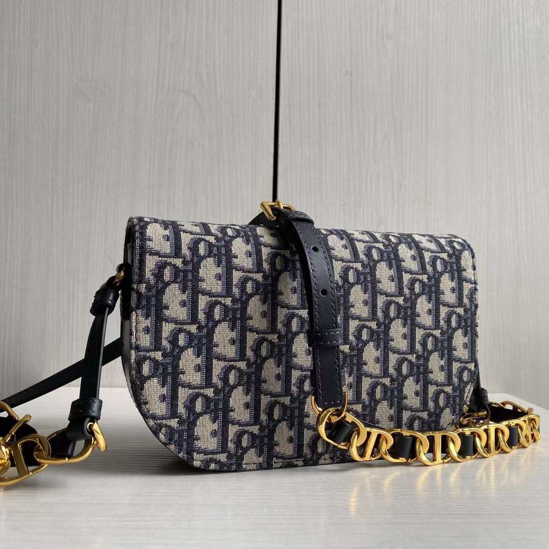DIOR頂級復刻迪奧刺繡老花帆布signature鏈條斜挎包單肩包女款