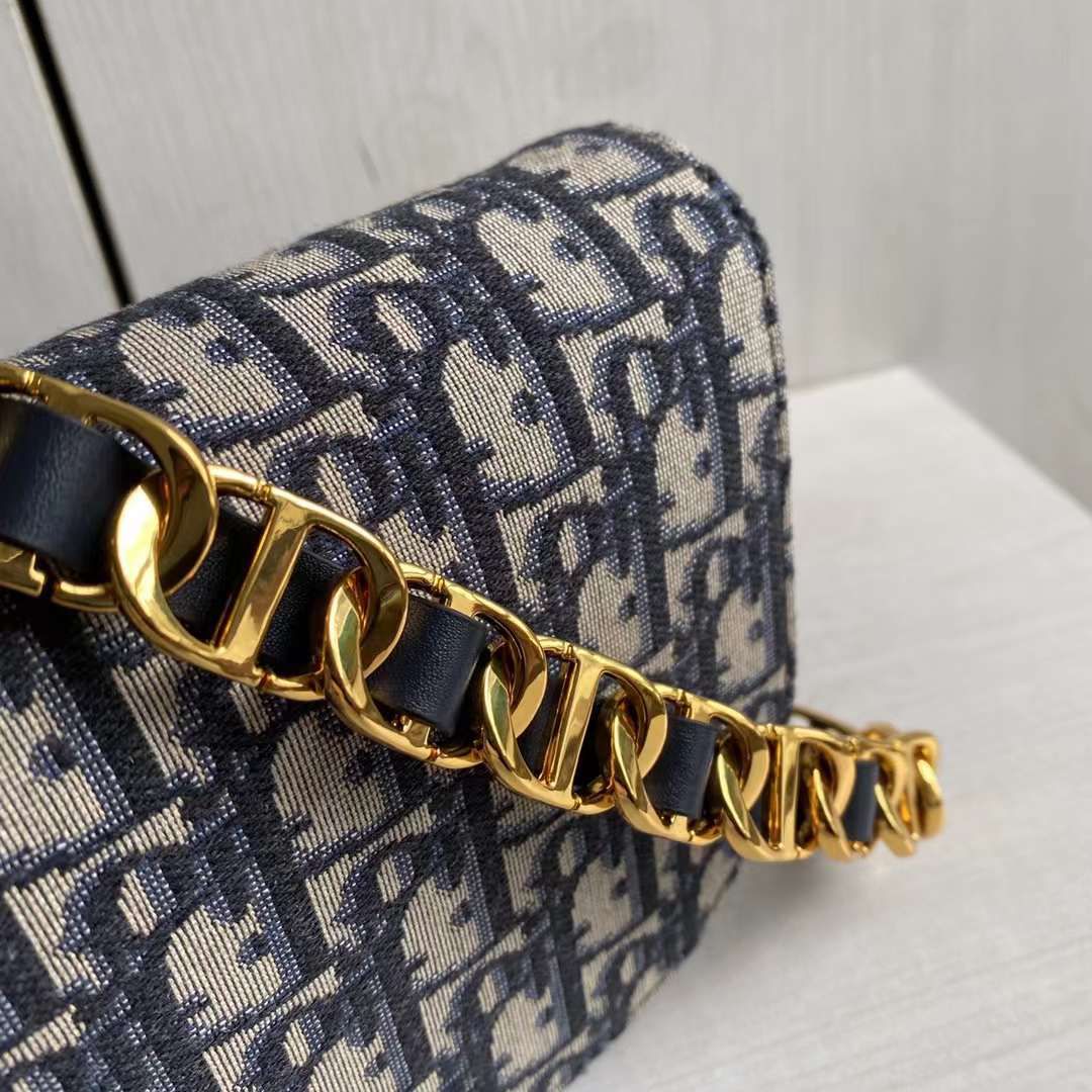 DIOR頂級復刻迪奧刺繡老花帆布signature鏈條斜挎包單肩包女款