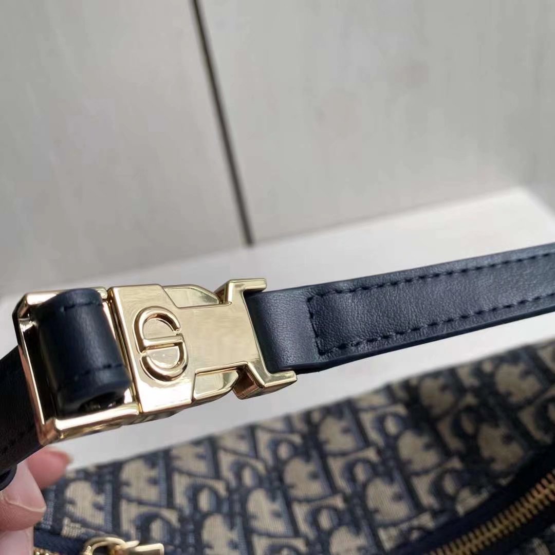 DIOR新品高仿 travel nomad飯盒包女款帆布腋下包刺繡單肩包