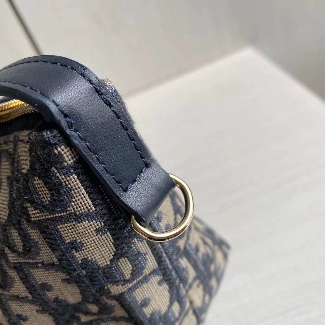 DIOR新品高仿 travel nomad飯盒包女款帆布腋下包刺繡單肩包